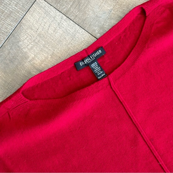EILEEN FISHER Merino Wool Red Sweater Women's Petite Medium - Picture 3 of 15